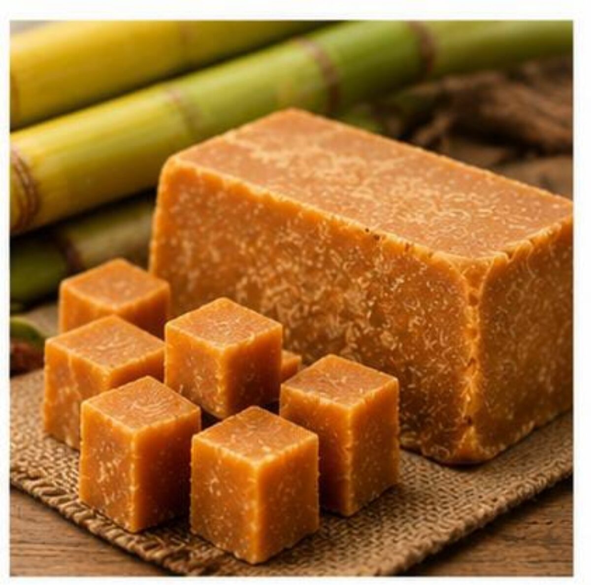 Blocks and cubes of natural jaggery